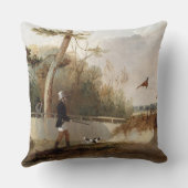 キジの射撃、発砲(キャンバスの油) クッション (裏面)