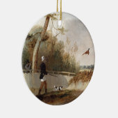 キジの射撃、発砲(キャンバスの油) セラミックオーナメント (右)