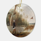 キジの射撃、発砲(キャンバスの油) セラミックオーナメント (左)