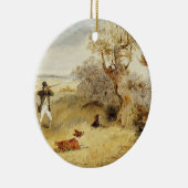 キジの射撃、発砲(キャンバスの油) 2 セラミックオーナメント (右)