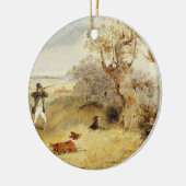 キジの射撃、発砲(キャンバスの油) 2 セラミックオーナメント (左)