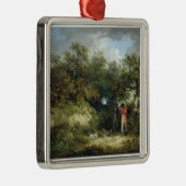 キジの射撃、発砲(キャンバスの油) 3 メタルオーナメント (右)