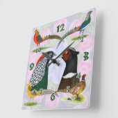 キジの時計 スクエア壁時計 (傾斜)