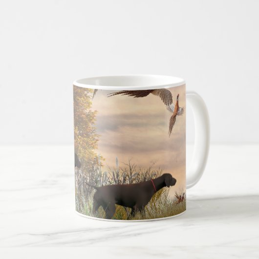 キジの狩りとドイツのショート コーヒーマグカップ (正面右)