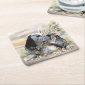 キジの美しいイギリスのセッター，芸術 スクエアペーパーコースター (アングル)