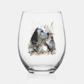 キジの美しいイギリスのセッター，芸術 ステムなしワイングラス (裏面)