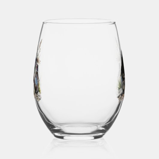 キジの美しいイギリスのセッター，芸術 ステムなしワイングラス (右)