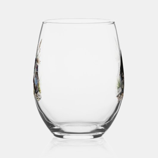 キジの美しいイギリスのセッター，芸術 ステムなしワイングラス (左)