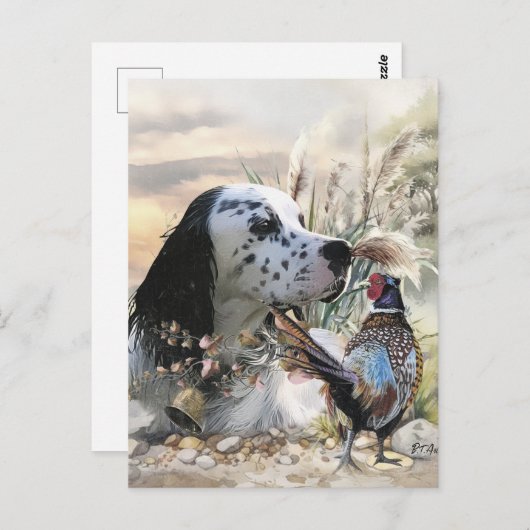 キジの美しいイギリスのセッター,芸術 ポストカード (正面/裏面)