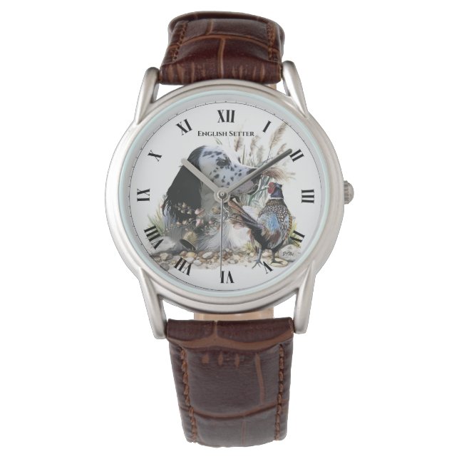 キジの美しいイギリスのセッター，芸術 腕時計 (正面)