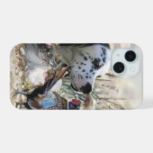 キジの美しいイギリスのセッター，芸術 iPhone 15ケース (裏面横)