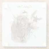 キジの美しいセッター，アート ガラスコースター (裏面)