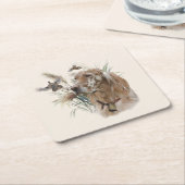 キジの美しいセッター，アート スクエアペーパーコースター (アングル)