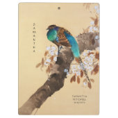 キジの美しい咲く木のヴィンテージ 日本の クリップボード (裏面)