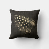 キジの羽の暖かいセピアブラックベージュ クッション (裏面)