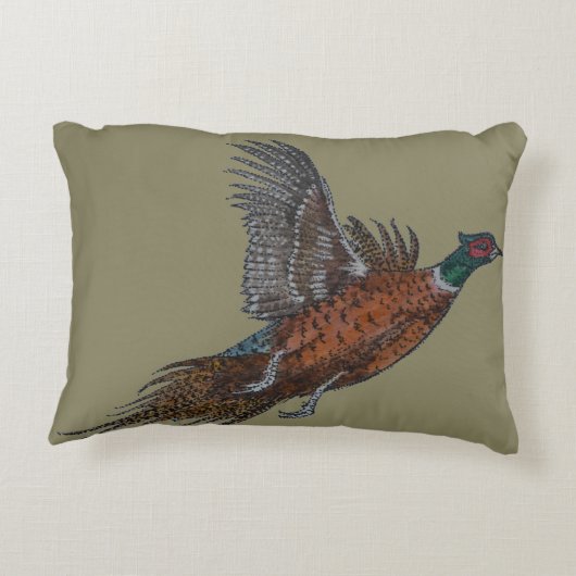 キジの飛行中にアクセントの枕 アクセントクッション (裏面)