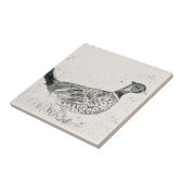 キジの鳥のヴィンテージ動物の水色の黒 タイル (側面)