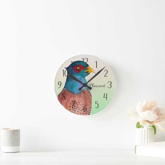 キジの鳥の水絵画色の腕時計 ラウンド壁時計 (ホーム)