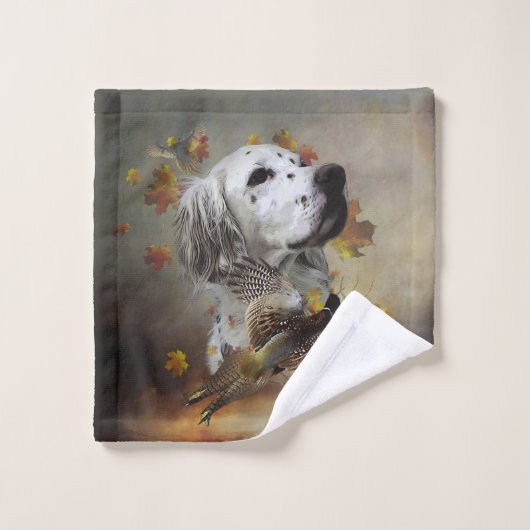 キジを使ったイギリスのセッター、アート ウォッシュタオル (ウォッシュタオル)