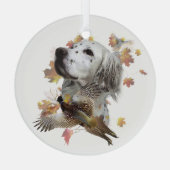 キジを使ったイギリスのセッター、アート ガラスオーナメント (裏面)