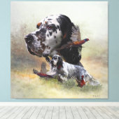 キジを使ったイギリスのセッター、アート キャンバスプリント (インサイチュ (ウッドフロア))