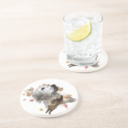 キジを使ったイギリスのセッター、アート コースター (側面)