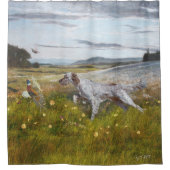 キジを使ったイギリスのセッター、アート シャワーカーテン (正面)