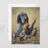 キジを使ったイギリスのセッター、アート シーズンポストカード (正面/裏面)