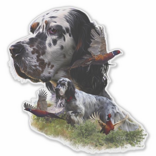 キジを使ったイギリスのセッター、アート シール (正面)