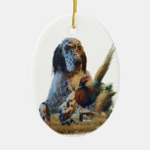 キジを使ったイギリスのセッター、アート セラミックオーナメント (正面)