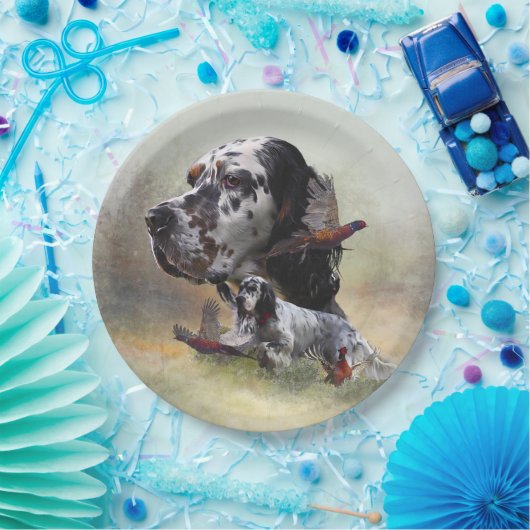 キジを使ったイギリスのセッター、アート ペーパープレート (パーティー)