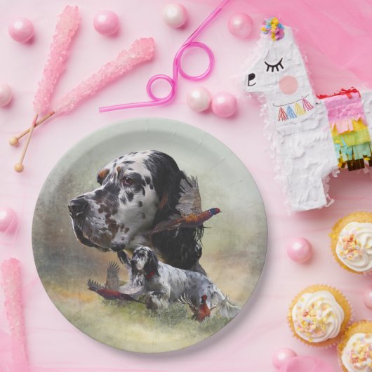 キジを使ったイギリスのセッター、アート ペーパープレート (パーティー)