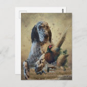 キジを使ったイギリスのセッター、アート ポストカード (正面/裏面)