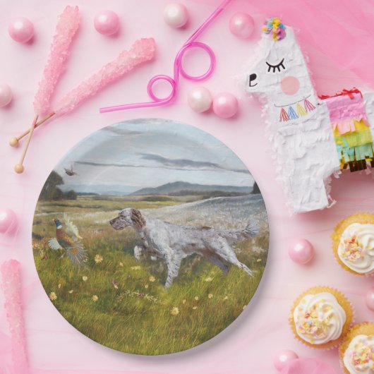 キジを使った英語のセッター、アート紙プレート ペーパープレート (パーティー)