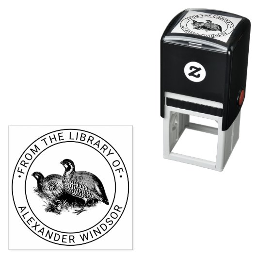 キジバト 鳥の絵 図書館 本の名前 セルフインキングスタンプ (インサイチュ)