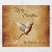 キジパーソナライズされたのメリークリスマス リキュールボトルラベル (シングルラベル)