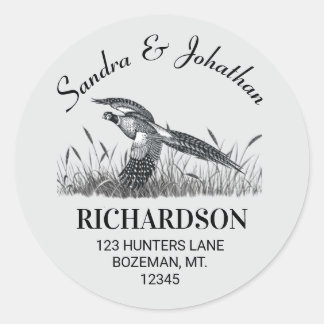 キジパーソナライズされた差出人住所ラウンドステッカー ラウンドシール