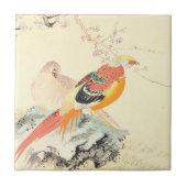 キジ中国のャンツ·イマオ·キーネン鳥と桜 タイル (正面)