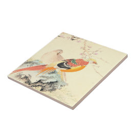 キジ中国のャンツ·イマオ·キーネン鳥と桜 タイル