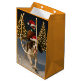 キジ乗りスリンガースパニエル犬クリスマスカード ミディアムペーパーバッグ (裏面アングル)