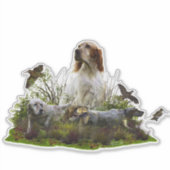 キジ付き英語のセッター、アートステッカー シール (正面)