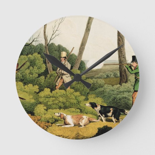 「キジ射撃、発砲」の、パブ。 トマスMcLean著、1820年( ラウンド壁時計 (正面)