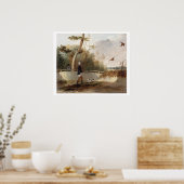 キジ射撃、 発砲(キャンバス上の油) ポスター (キッチン)