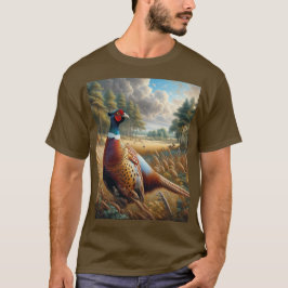 キジ狩り メンズ ブラウンTシャツ Tシャツ