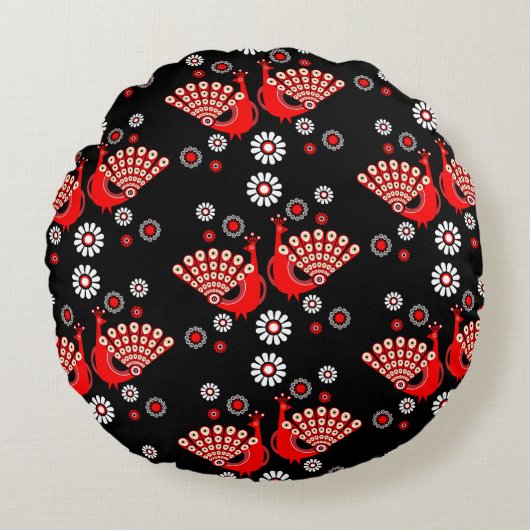 キジ科のクジャクの芸術 ラウンドクッション (正面)