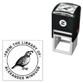 キジ科の野生鳥が立つ図書館の本の名前 セルフインキングスタンプ (インサイチュ)