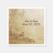 キジ結婚の秋結婚の様子 スタンダードカクテルナプキン (正面)