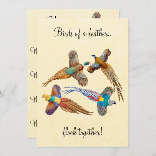 キジ類のカスカラフルタマイズパーティの招待状 招待状 (正面/裏面)