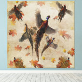 キジ類の包装紙媒体抱き枕アウト キャンバスプリント (インサイチュ (ウッドフロア))