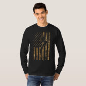 キジ鳥狩猟アメリカ国旗カモフラージュフェア Tシャツ (正面フル)